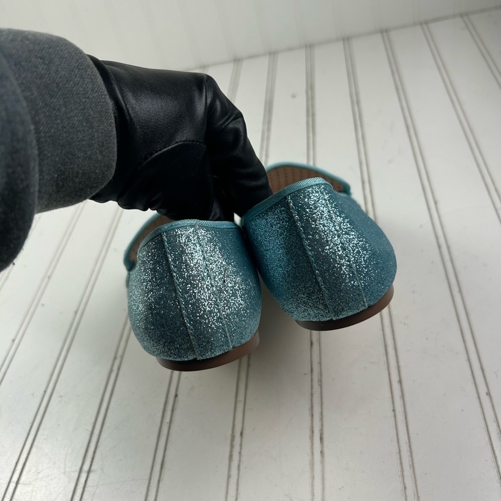 But Another Innocent Tale Aqua Blue Glitter Slip-On Loafers Womenโs Size 9 - Picture 10 of 10